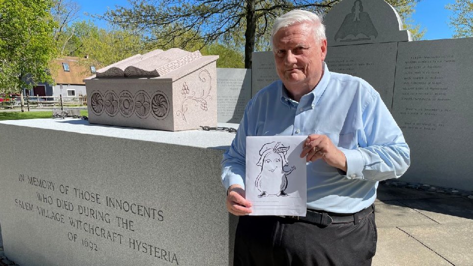 Richard Trask at the Salem Village Witchcraft Victims' Memorial