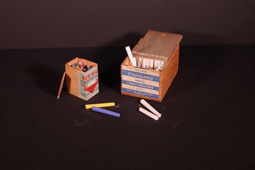 Wooden Boxes of white and colored chaulk