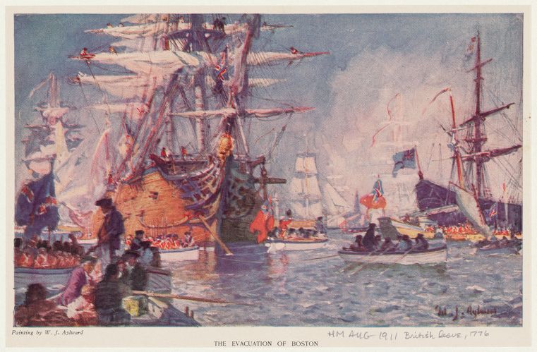 Painting of Ships in Boston Harbor